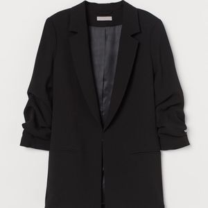 H&M Maroon Blazer with Gathered Sleeves